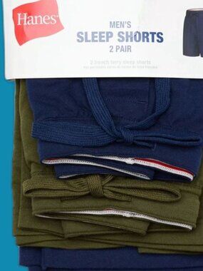 Hanes Men's Cotton French Terry Sleep Shorts 2 Pack SIZE 2XL 44-46 NEW